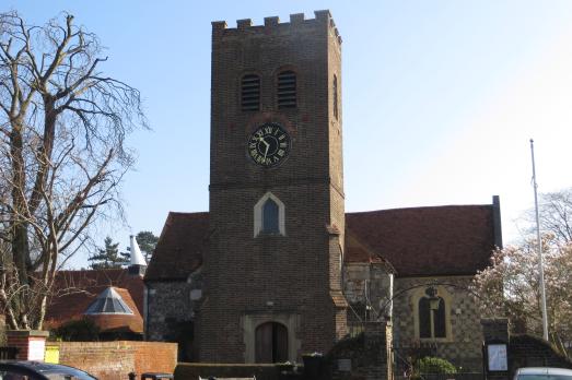 An exterior shot of St Nicholas Church in Shepperton