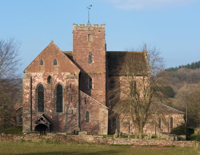 Exterior photograph of Dore Abbey in Herefordshire