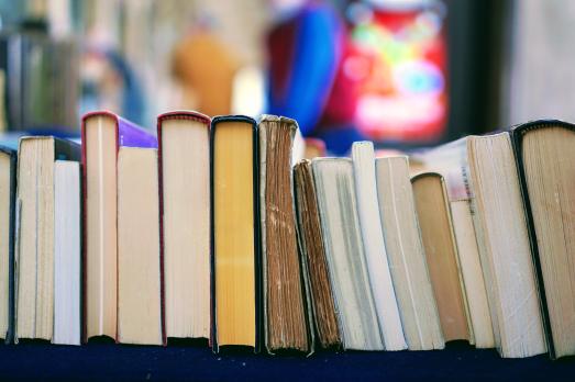 The top of a row of books