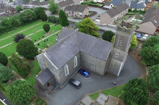 Keady St Matthew Church photographed from above