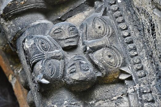 Wooden carvings pictured up close