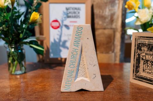 The Church of the Year trophy that St James the Great won at the 2024 National Church Awards