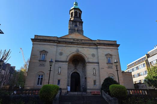 Church in front of a bright blue sky