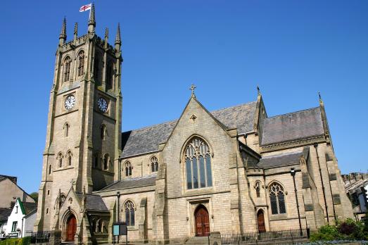 A church with blue skies