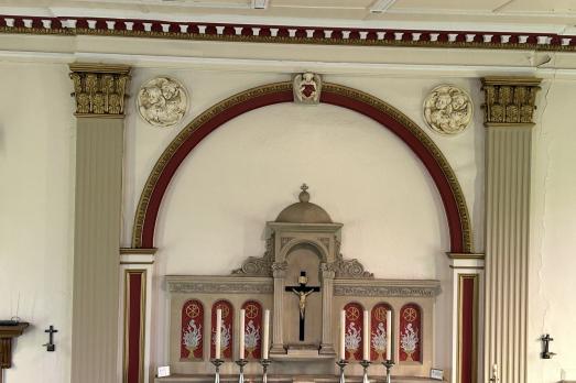 The altar in St Francis Hill chapel; it is quite ornate 