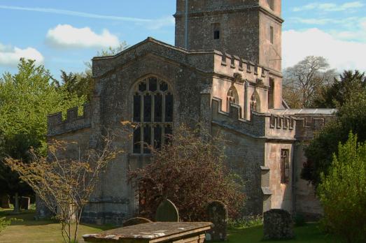 A countryside church on a sunny day