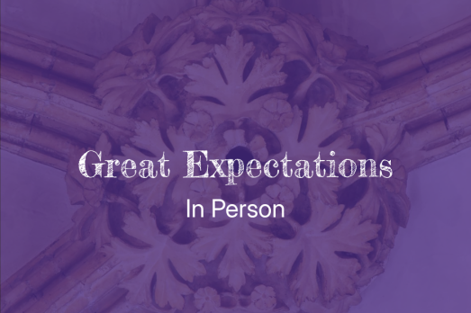 Purple background with 'Great Expectations In Person' written on it