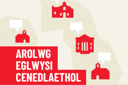 The front cover of the printed publication of the National Churches Survey summary report - in Welsh