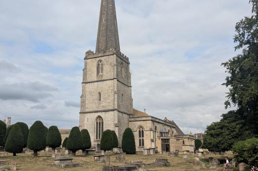 An impressive view of the church, taken from set back in the graveyard of the church.