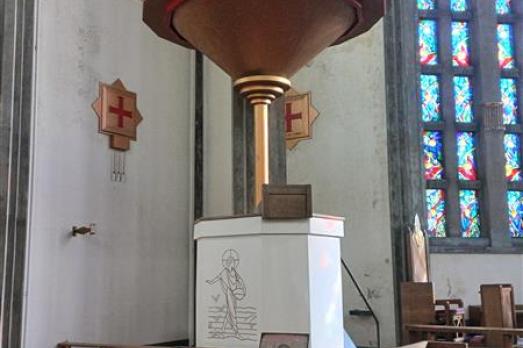 Font inside a church