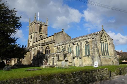 An exterior shot of St Mary Magdalene, with the tower at the back of the shot