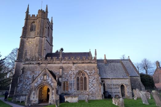 An exterior view of the church.