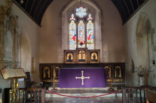 A view down the nave towards the altar.