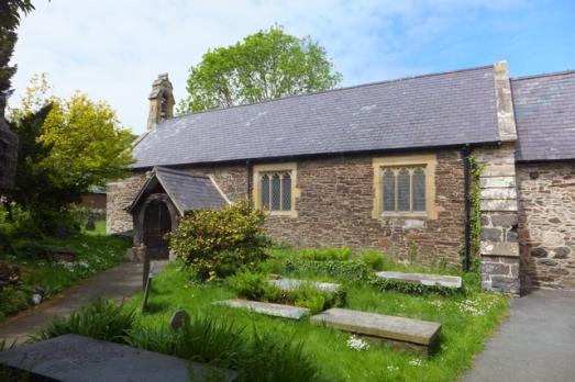 The stone exterior of the church 