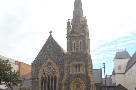 The Victorian building of St John Methodist Church taken from the street 