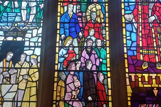 A stunning stained glass window rich in colour