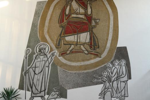 A striking wall painting at St Boniface