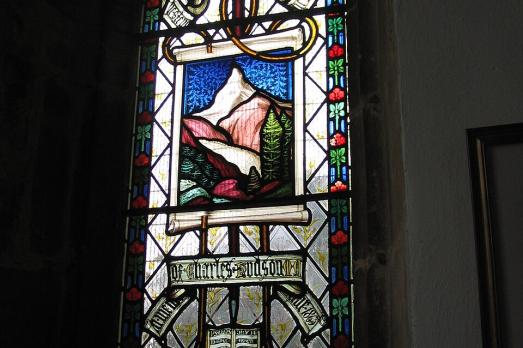 A stained glass memorial window 