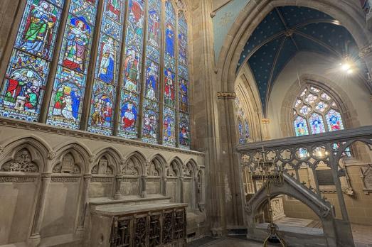 Stained glass inside a church