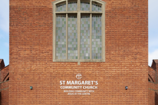 Brickwork outside a church