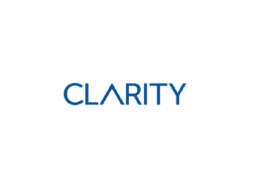 Blue text reading 'CLARITY' on a white background