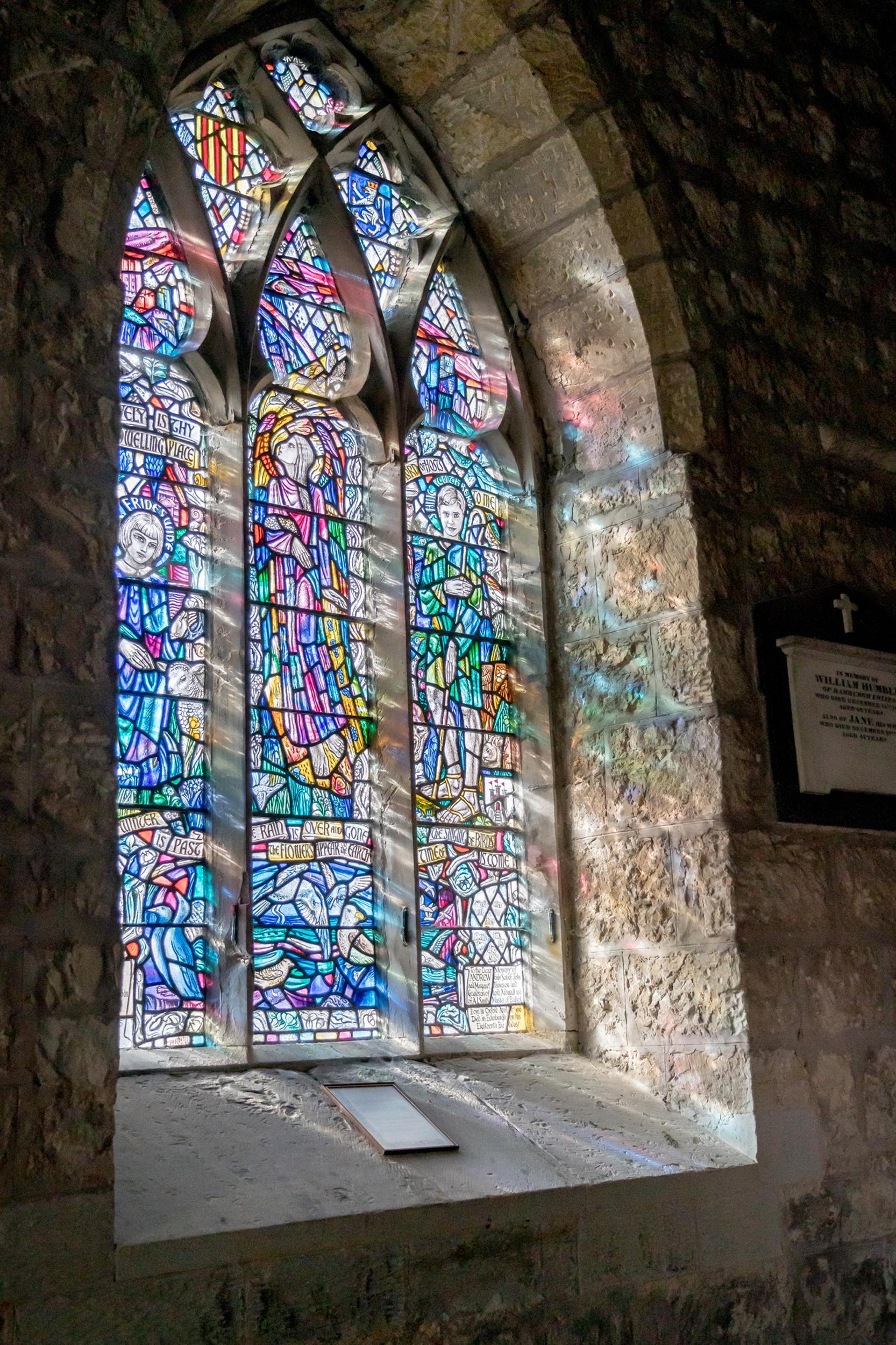 St Aiden's church, Bamburgh, Northumberland stained glass window 