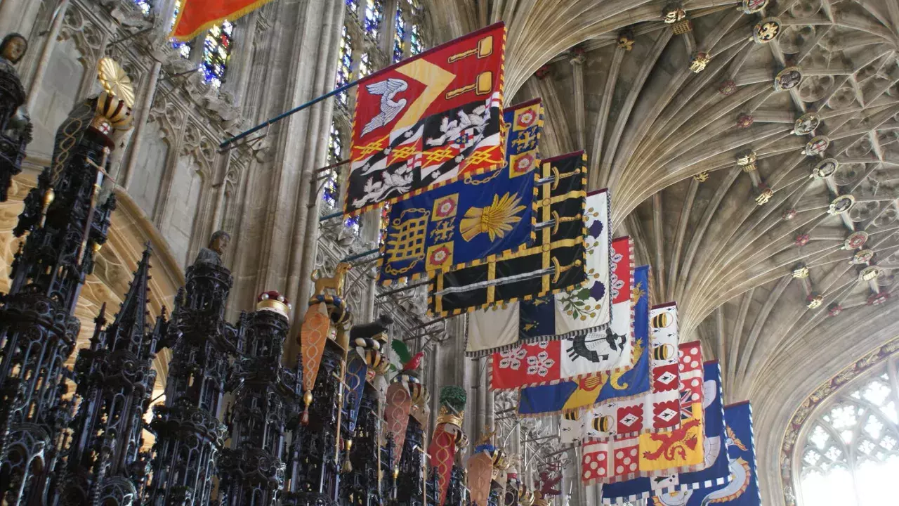 Flags in St George's Chapel in Windsor