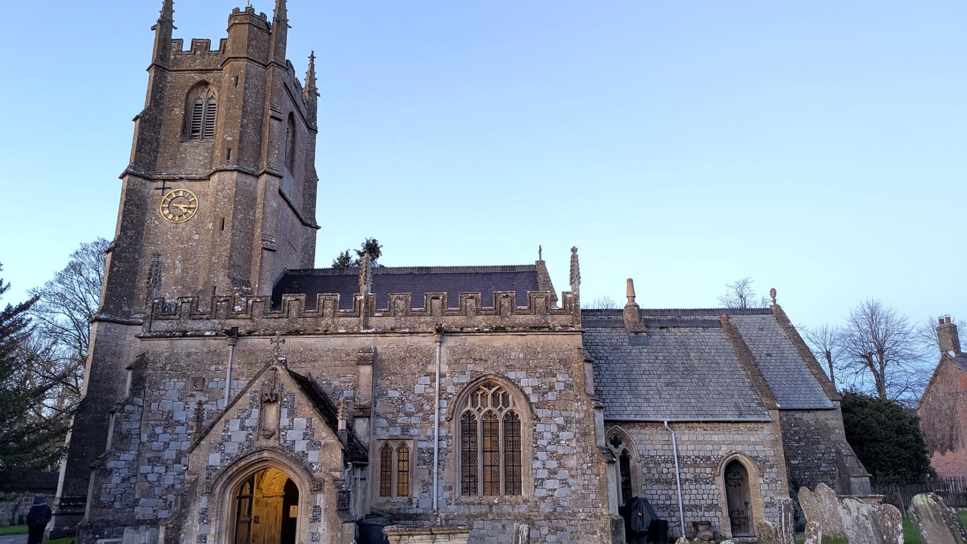 An exterior view of the church.