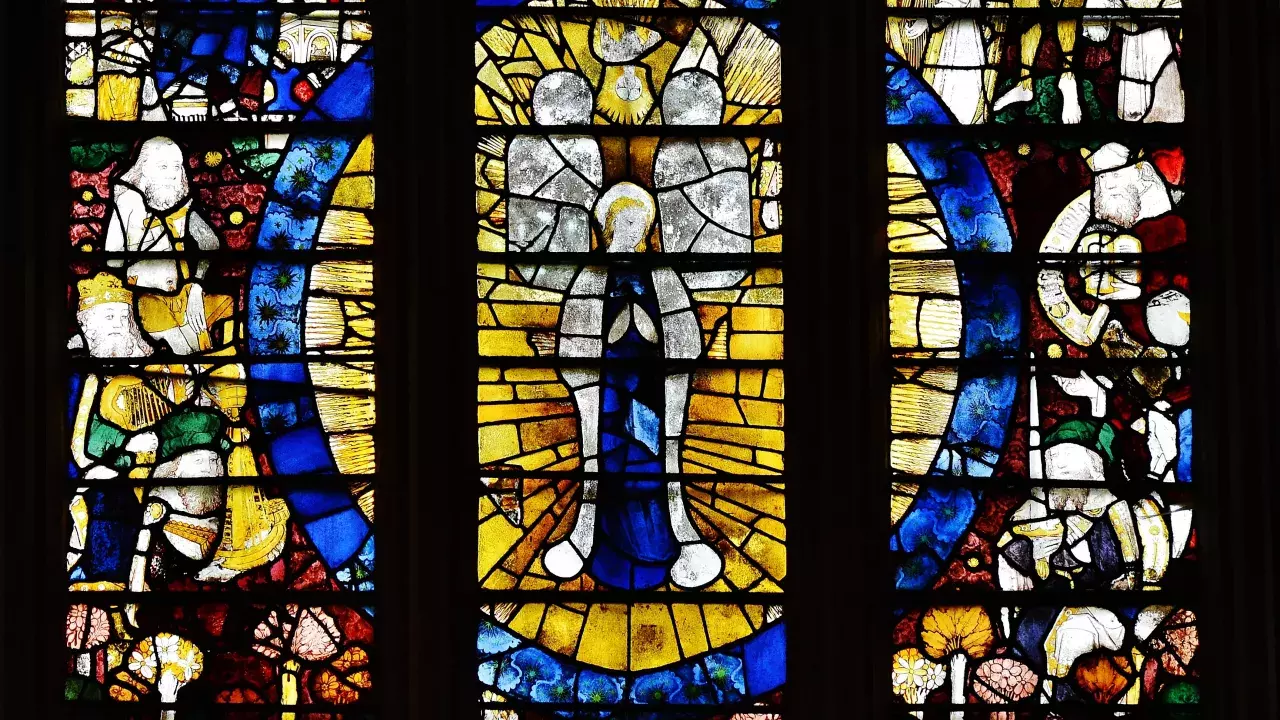 Great Malvern Priory: The Magnificat window, given by Henry VII in 1501
