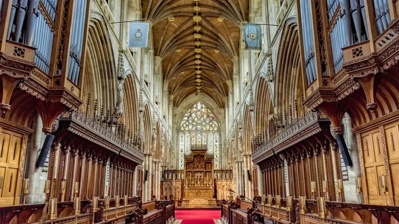 The grand interior of Selby Abbey 