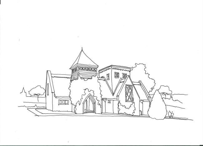 Sketch outline of a church