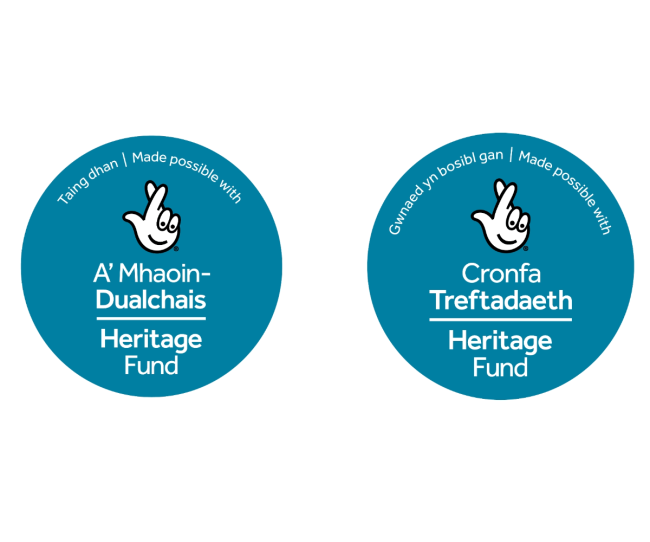 Gaelic and Welsh National Lottery Heritage Fund acknowledgement stamps
