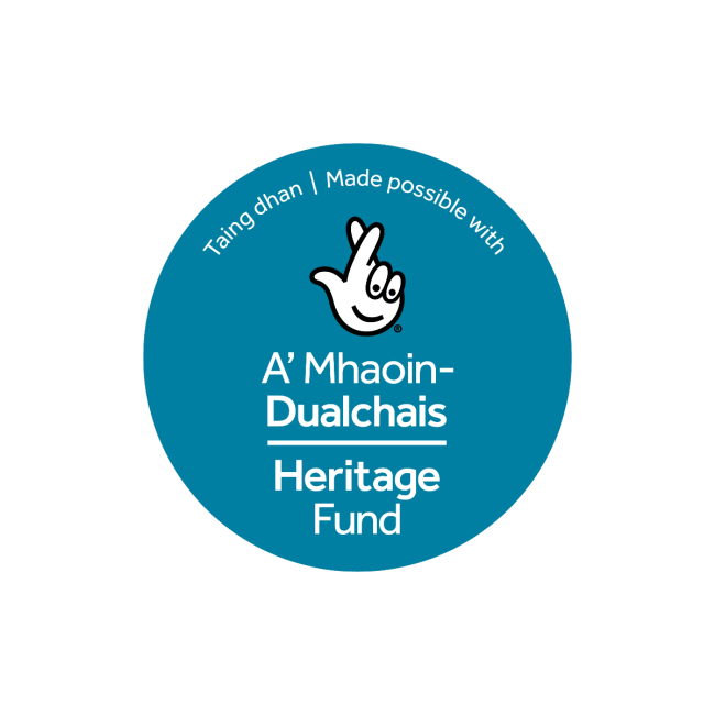 National Lottery Heritage Fund acknowledgement stamp in Gaelic