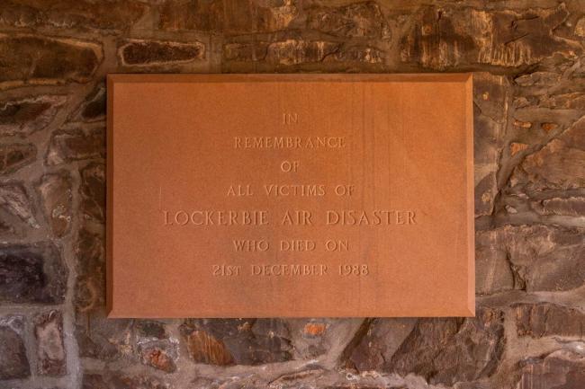 Memorial plaque in memory of the Lockerbie victims