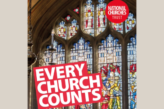 A graphic featuring a stained glass window and the text Every Church Counts